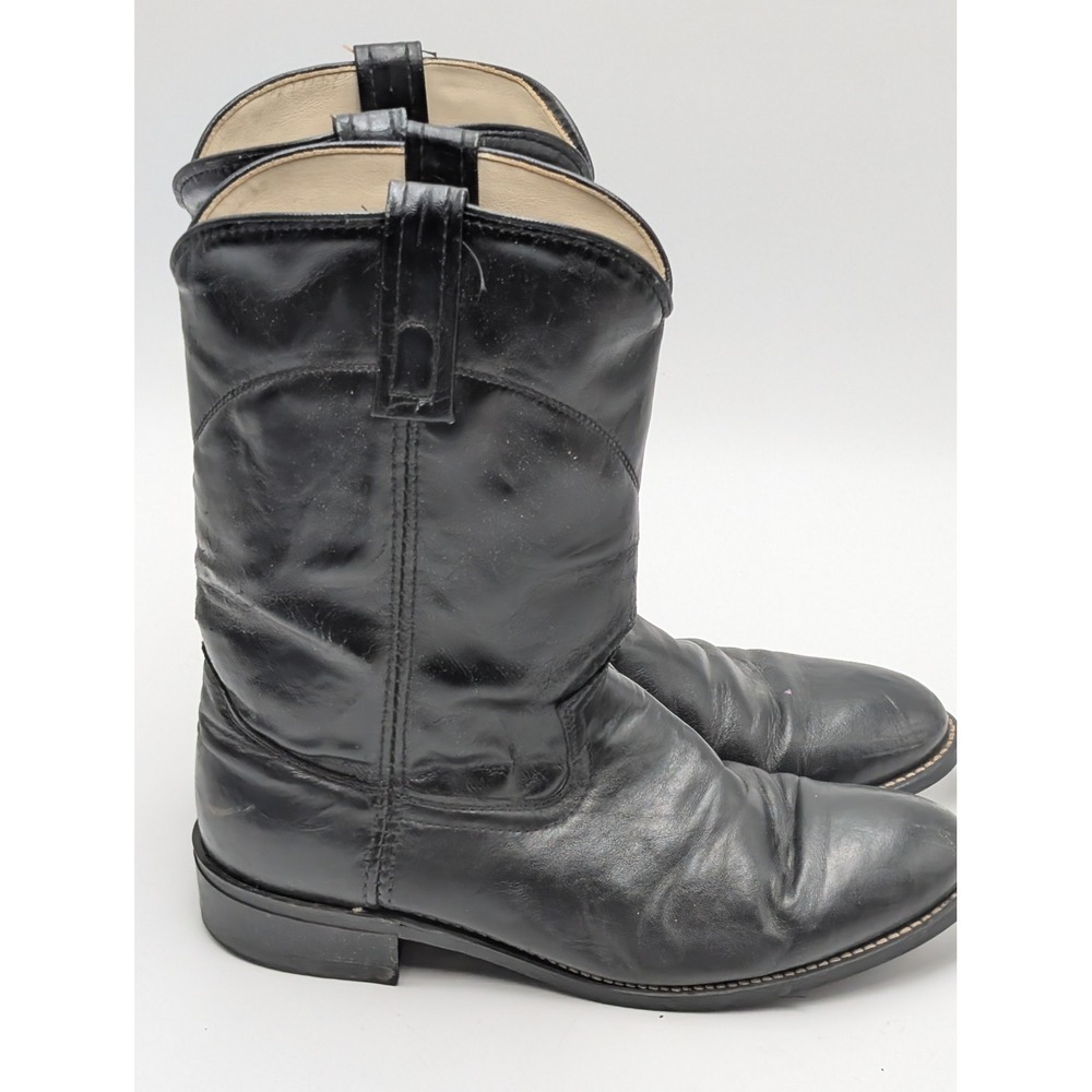 Acme Cowboy Boots Mens 8 D Black 5736 Roper Leather Foot USA Western Work
